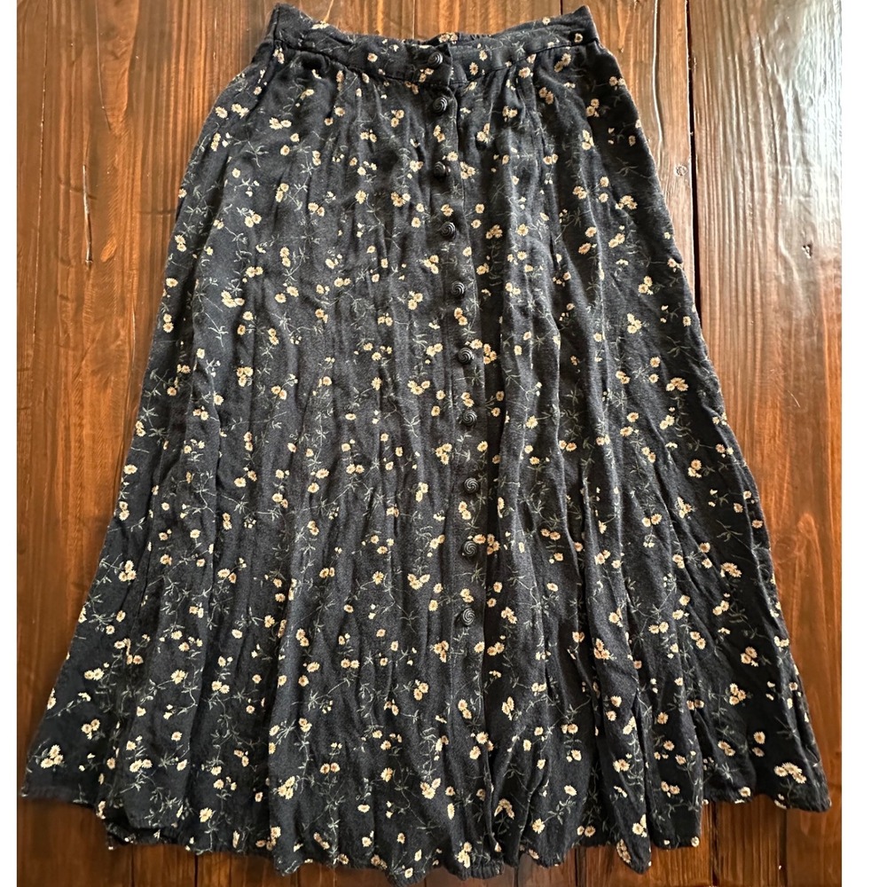 Vintage Fritzi California Floral Button Front Midi Skirt 90s Cottagecore Large